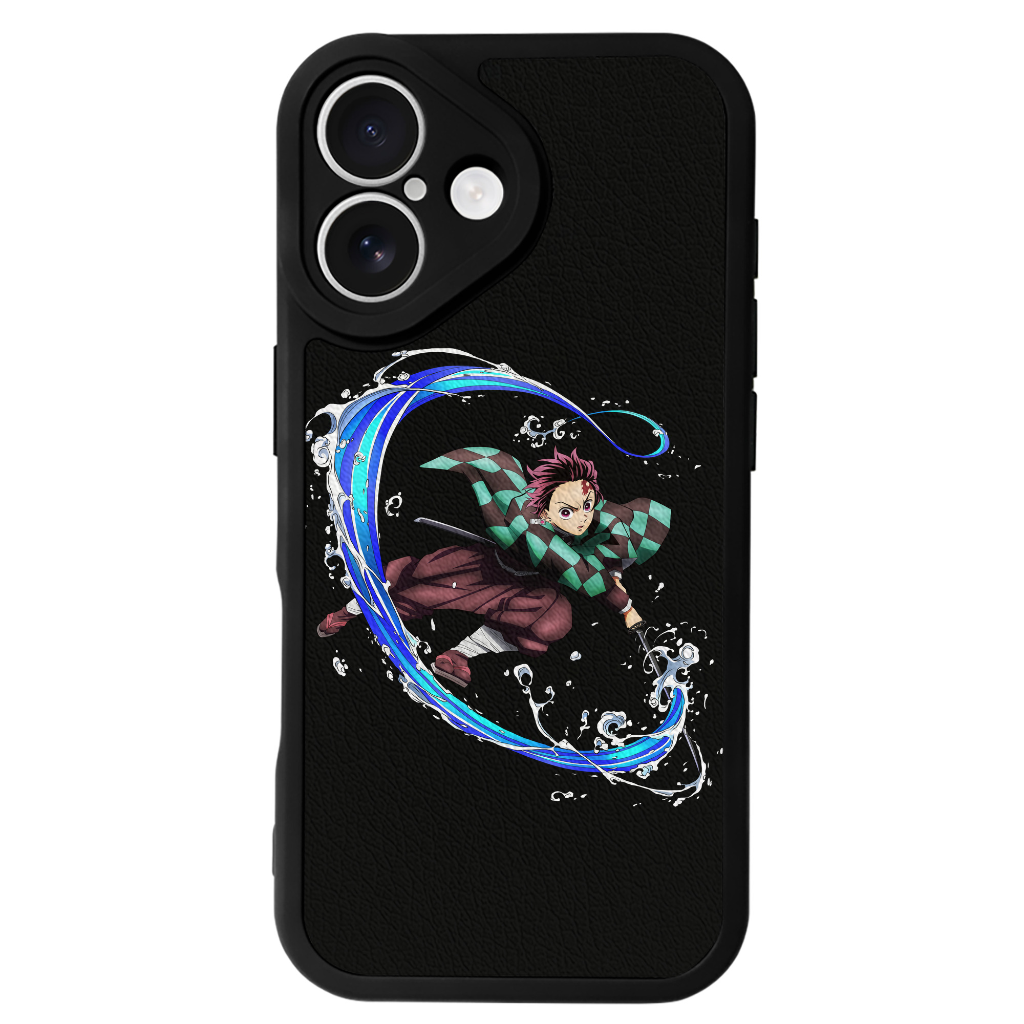 （画像用） 鬼滅の刃 竈門 炭治郎／かまど たんじろう Kamado Tanjirou 【iPhone 16シリーズ対応】シリコンスマホケース（レザー調） 材質：シリコン